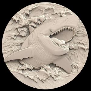 3D Model STL File for CNC Router/Laser & 3D Printer A Megalodon Reappearing in the Deep Ocean
