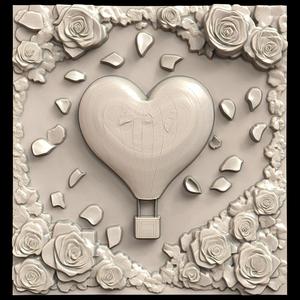 3D Model STL File for CNC Router/Laser & 3D Printer A Heart-shaped Hot Air Balloon Releasing Rose Petals from the Sky 1