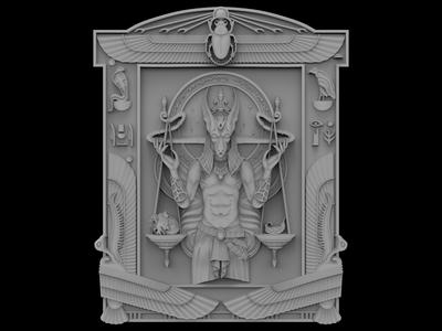 3D Model STL File for CNC Router/Laser & 3D Printer Anubis with Frame
