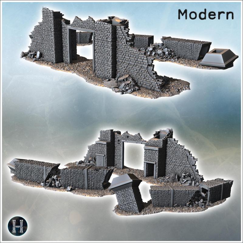 Heavily damaged building with exposed interior, large windows, and a partially collapsed wall (10) - Modern WW2 WW1 World War Diaroma Wargaming RPG Mini Hobby