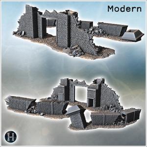 Heavily damaged building with exposed interior, large windows, and a partially collapsed wall (10) - Modern WW2 WW1 World War Diaroma Wargaming RPG Mini Hobby