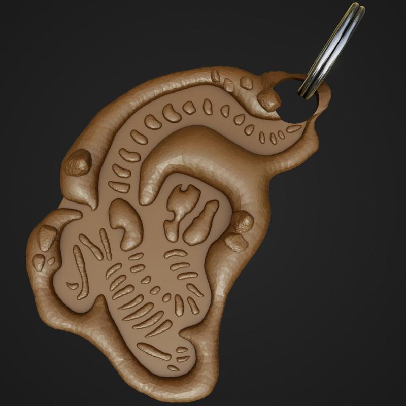 Cartoon Velociraptor Fossil Keychain