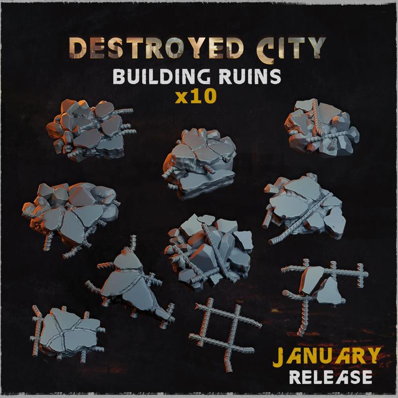 Building Ruins - Basing Bits (Destroyed City Set)