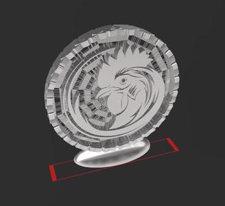Rooster Head a31 - 08 - Suspended - 2D- Thread Art STL