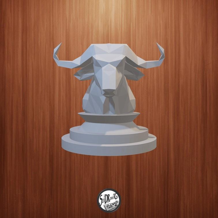 Power of the Wild Buffalo - LowPoly - Bust - Head - Perfect Design - Easy Print - Decor - SoliDRawinGS0278