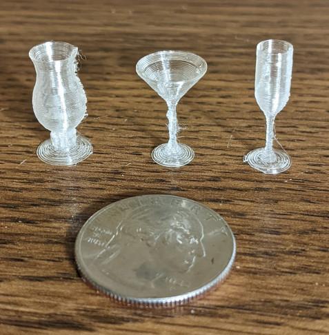 Doll-sized stemware glasses