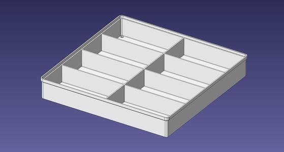 4x4 units, half height, 2x4 grid Stackable Insertbox