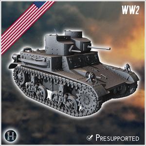 M2A2 Light Tank (combat damaged version) - USA US Army Western Front Normandy Africa Bulge WWII D-Day