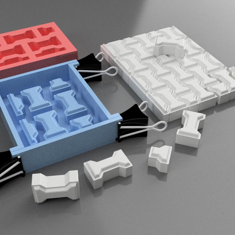 Mold for making a tile floor from plaster or cement.