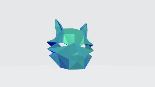 Low-poly half wolf mask