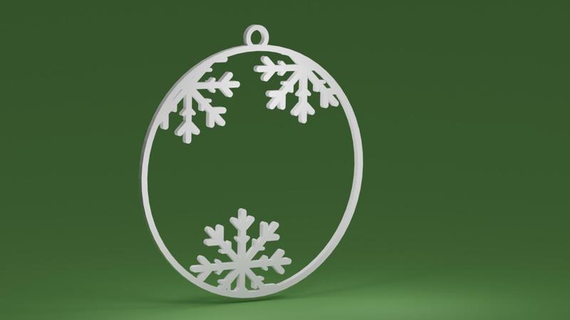 3 Snowflakes inside a bauble (Christmas tree ornament)
