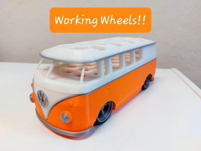 VW Bus Marker or Tool Holder with Working Wheels (optimized for Prusa Mini)