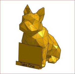 Low poly French Buldog card holder