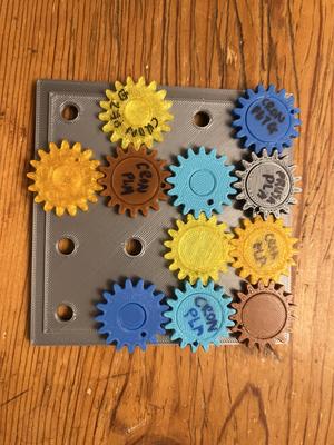 Print In Place Filament Swatch Pegboard Gears