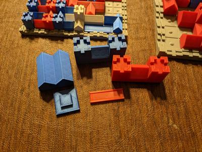 Cathedral Game with taller 2x2 and 3x1 peices