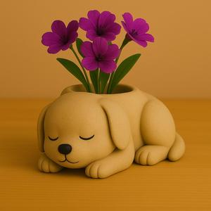 Sleeping Puppy Planter – 3D Printed Decorative Pot