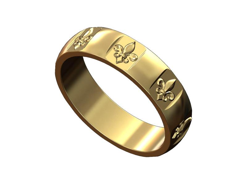 Lys flower motif band ring US size 6to10 3D print model