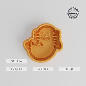 Seal Shape Cutter & Stamp Set, Cookie & Fondant Decor, Wildlife Ocean Creature, 6-Piece, Sizes S/M/L