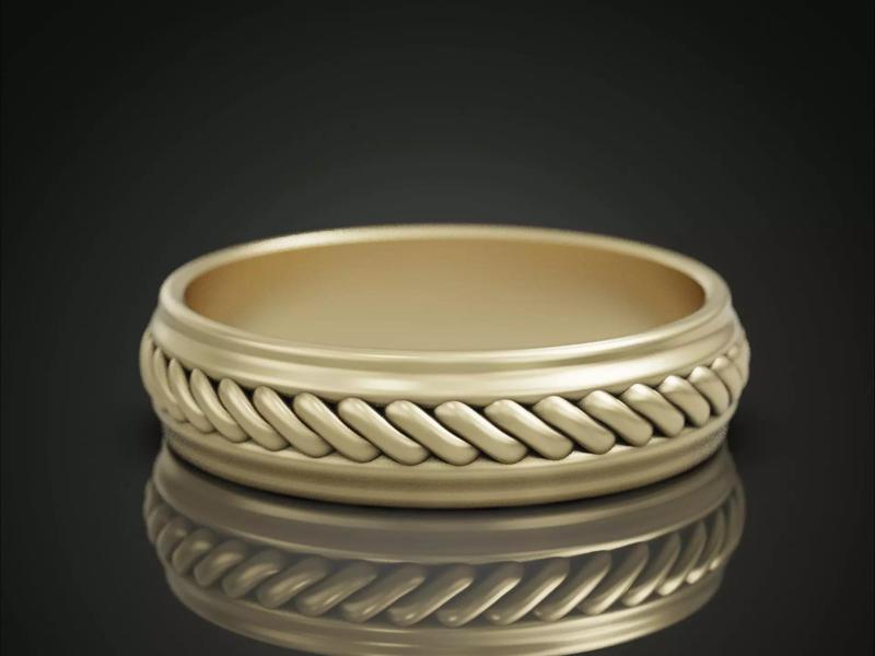 Wedding band ring rope pattern