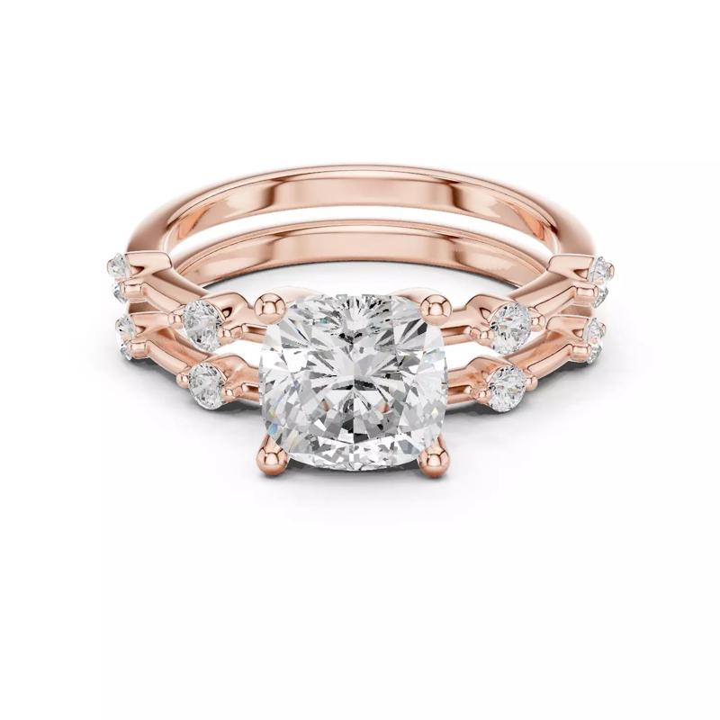 Cushion and Round Cut Bridal Wedding Ring Set 3DM STL Video