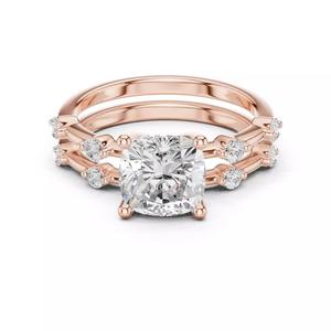 Cushion and Round Cut Bridal Wedding Ring Set 3DM STL Video