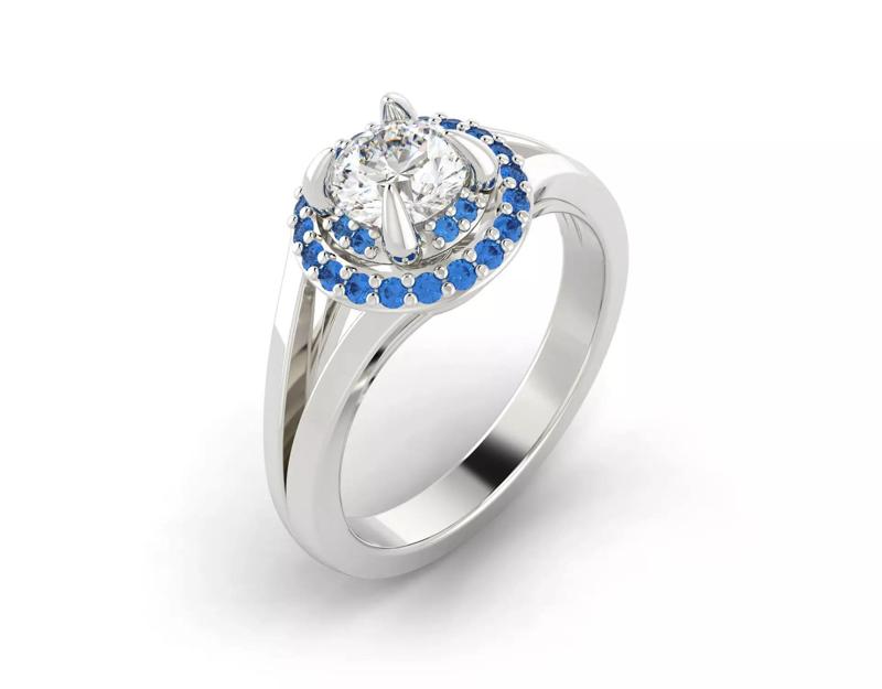 D-0629 sapphire halo engagement ring