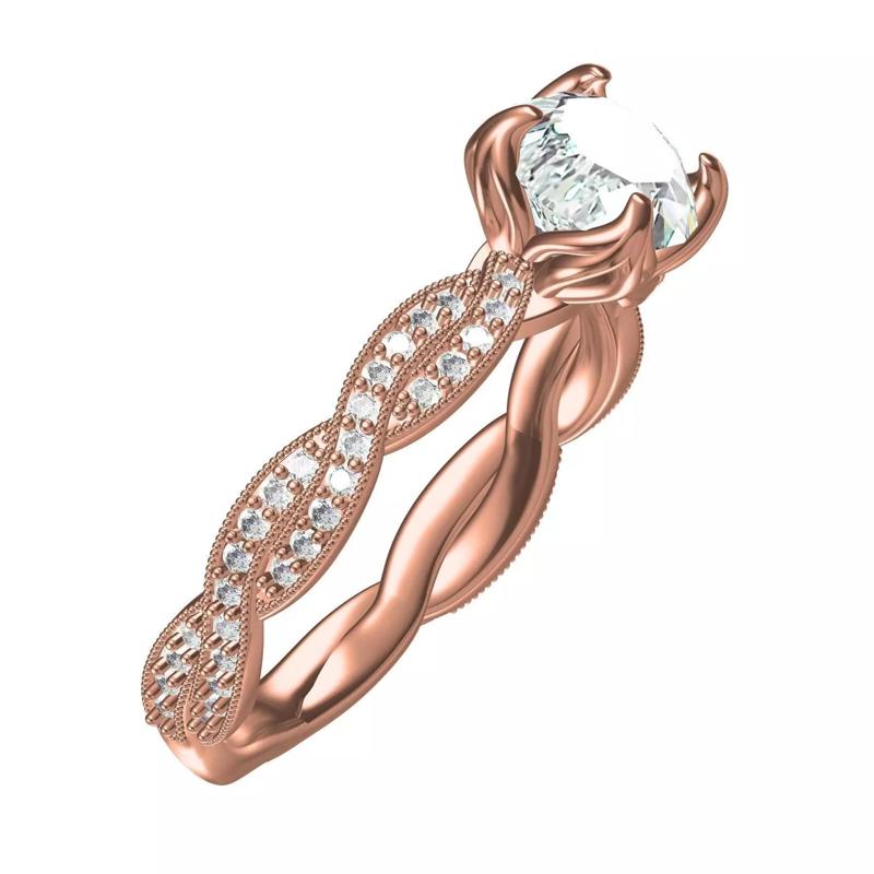 Criss Cross Twisted Diamond Engagement Ring