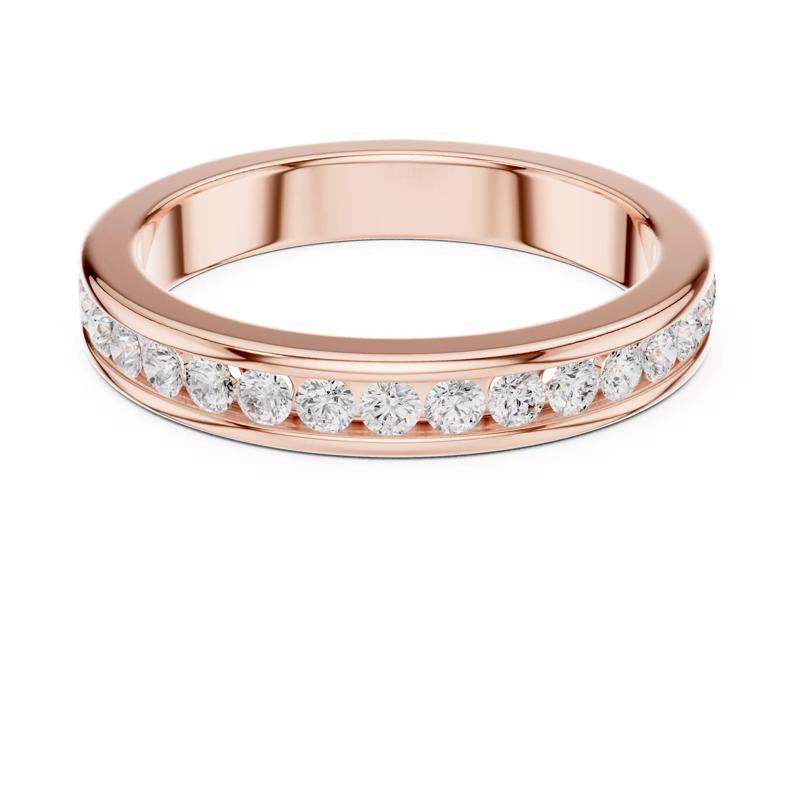 Channel Set Round Cut Half Eternity Wedding Band 3DM STL Video