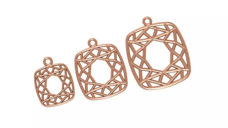 Square Wire Mesh Plain Gold Pendant