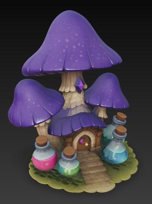 DnD Alchemist's Mushroom Hut - Potion Maker Fantasy House for TTRPGs