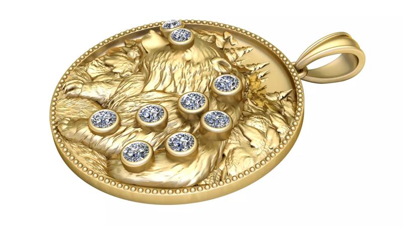 Wolf Gold Pendant   3D printable model