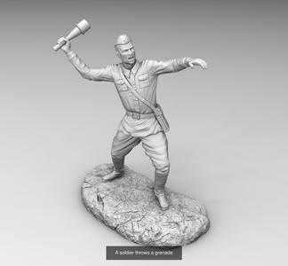 A soldier throws a grenade