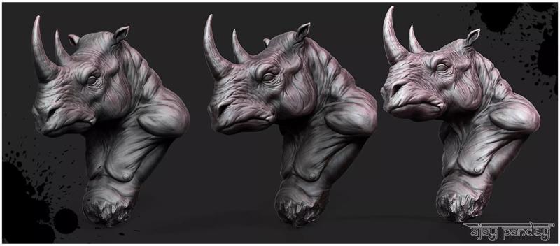 Rhino 3d print sculpture