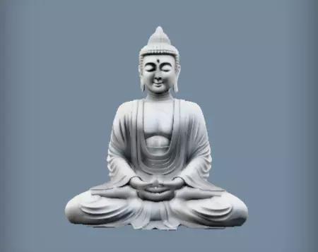 Peaceful White Seated Buddha 3D Model Sculpture