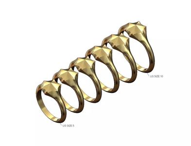 Faceted pointed hexagonal star signet ring US sizes 5to10