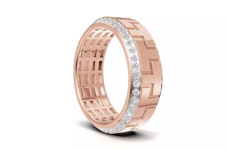 Geometric Pattern Diamond Mens Weeding Band