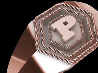 p alphabet hexagon signet ring stl verified