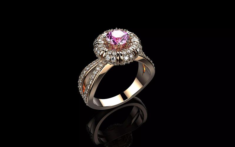 Pink  Sapphire  And Diamonds Wumen Ring