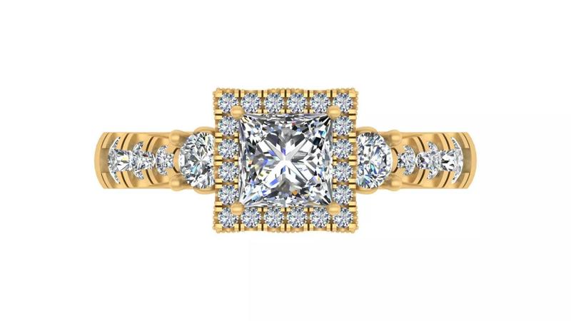 Princess-Cut Blue Gemstone Engagement Ring