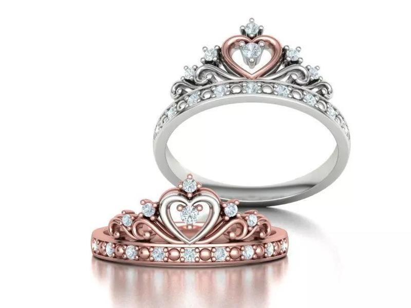 Princess  Royal Crown Diamond Ring Tiara Women Ring 3dmodel