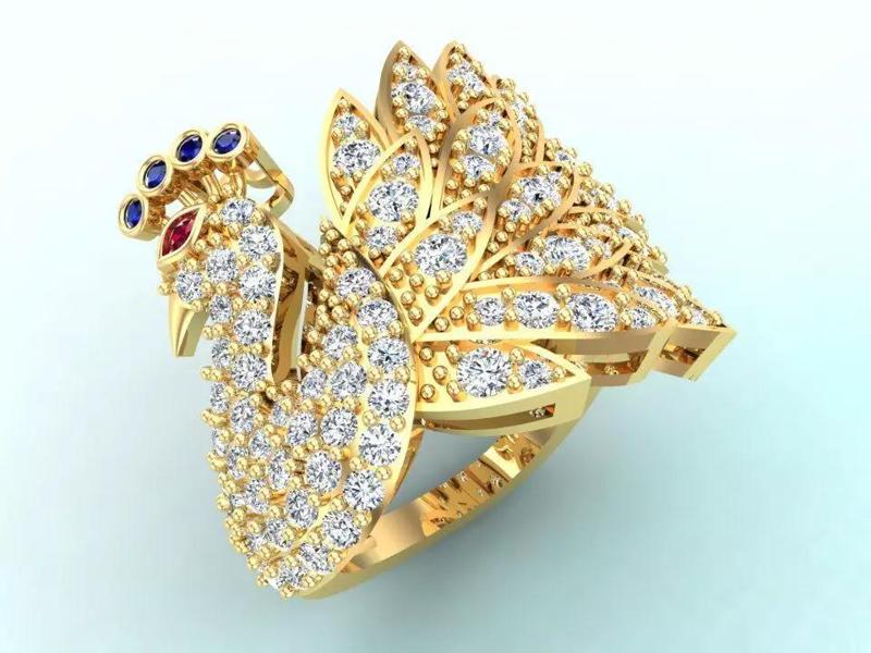 Peacock ring - Bird ring - Diamond Rings - Womens Rings