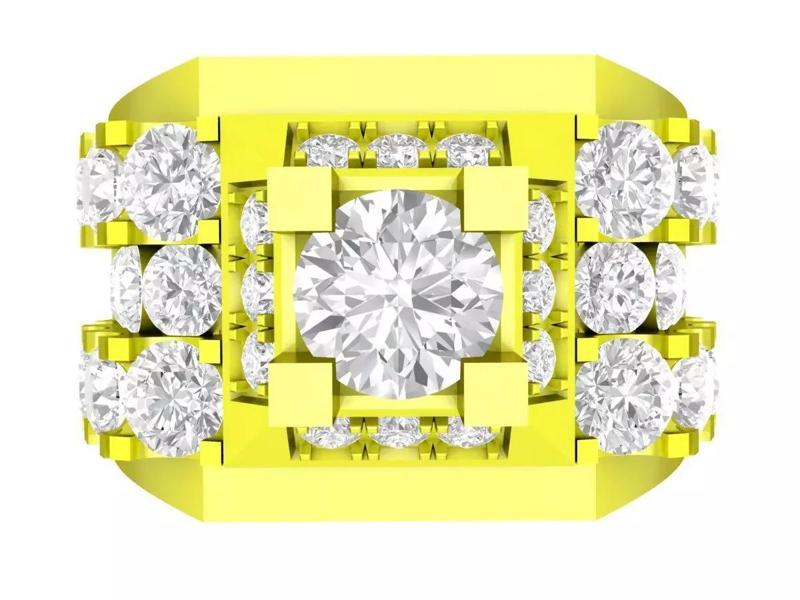 A7179 Korean Fashion Diamond Ring for Businessmen 3D Model