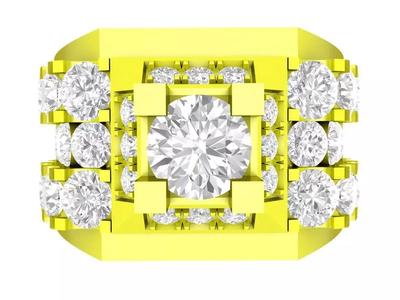 A7179 Korean Fashion Diamond Ring for Businessmen 3D Model