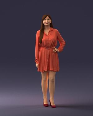 000275 Beautiful Female Model in Red Dress 0628