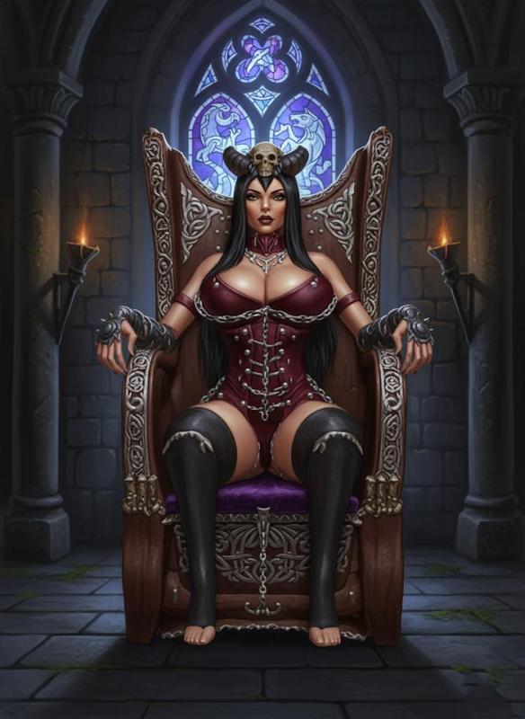 hot Queen of Darkness on the Throne 3d printable model