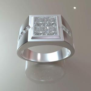 men diamond square ring 3dm