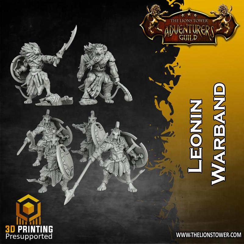 Leonin Warband - Set of 6 (32mm scale, Pre-supported Miniatures)