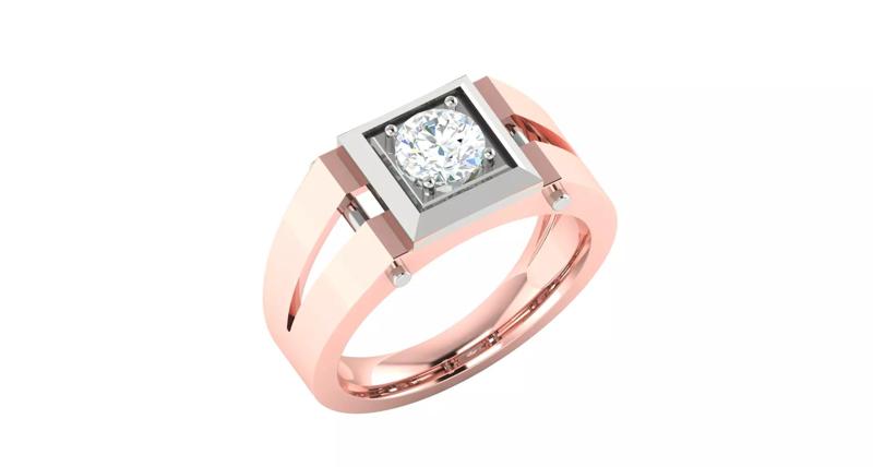 Men s Two Tone Square Bezel Solitaire Ring