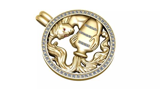 Aquarius Zodiac Gold Pendant