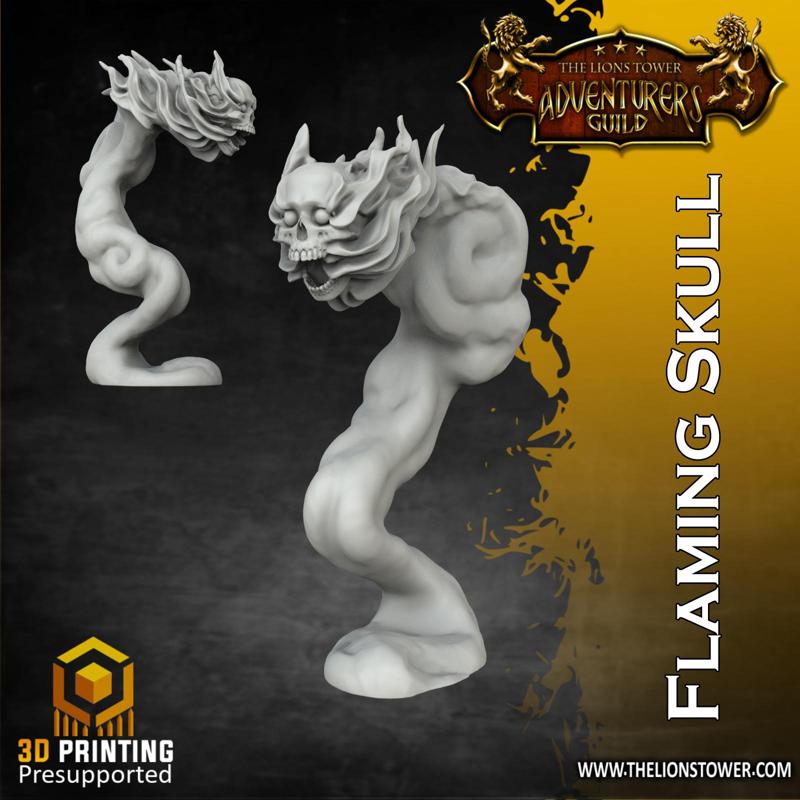 Flaming Skull (32mm scale, Pre-supported Miniature)